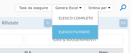 Esportazione in excel delle richieste nel software di Help Desk