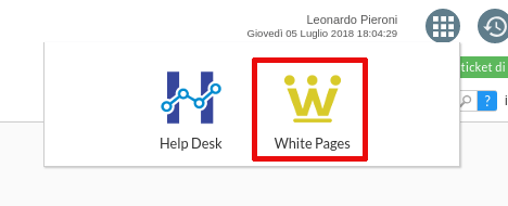 Menu per l'accesso alla pagina princpale per la gestione dei contatti